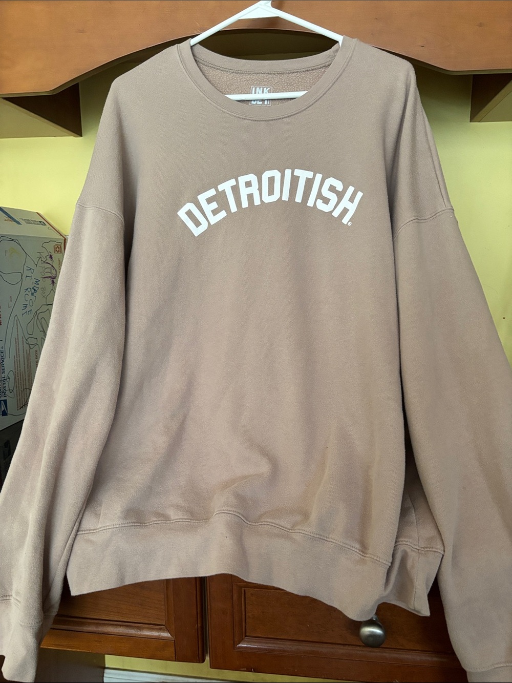 INK DET DETROITISH Light Tan XL Sweatshirt